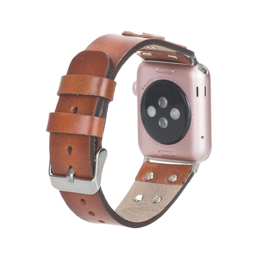 B2B - Leather Apple Watch Bands / Cross Style with Silver Trok Bomonti