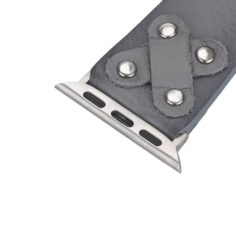 B2B - Leather Apple Watch Bands / Cross Style with Silver Trok Bomonti