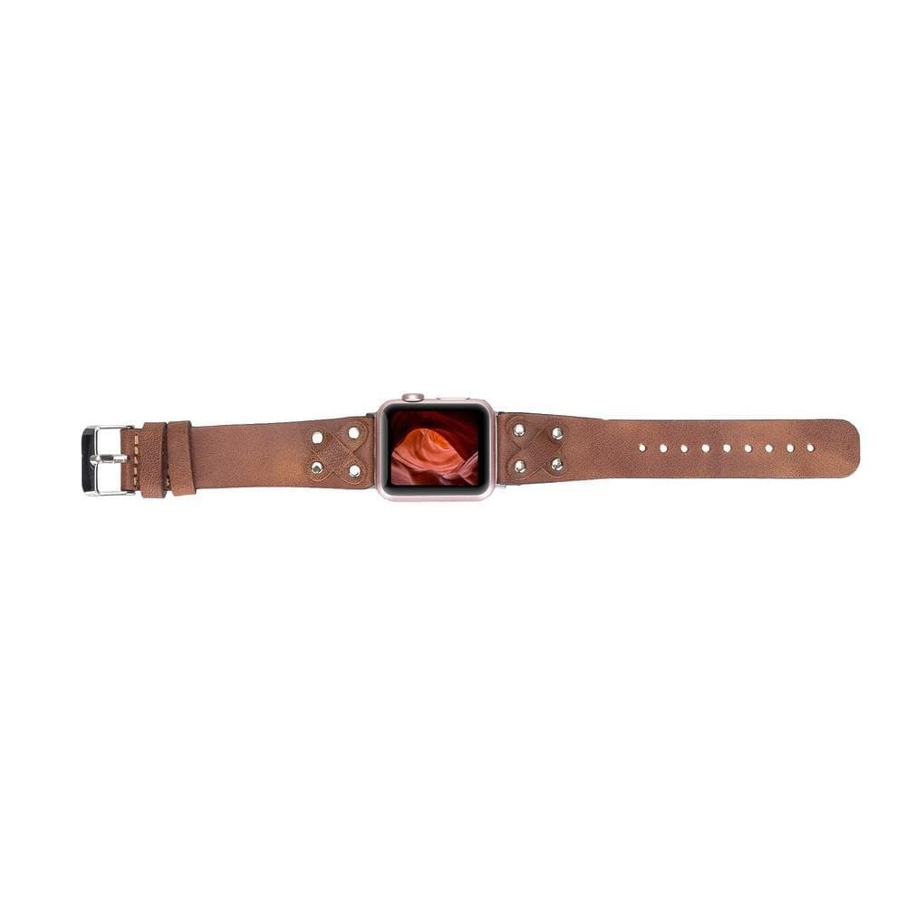 B2B - Leather Apple Watch Bands / Cross Style with Silver Trok Bomonti