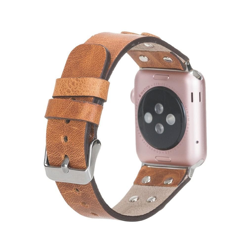 B2B - Leather Apple Watch Bands / Cross Style with Silver Trok Bomonti