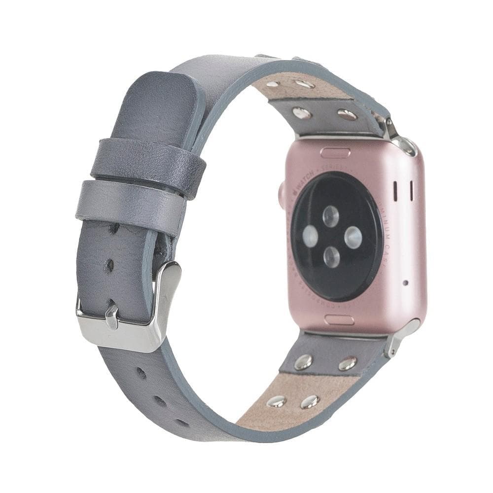 B2B - Leather Apple Watch Bands / Cross Style with Silver Trok Bomonti