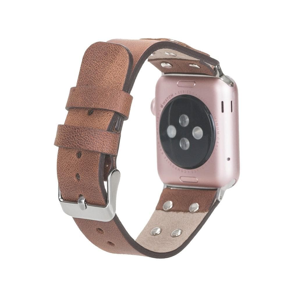 B2B - Leather Apple Watch Bands / Cross Style with Silver Trok Bomonti