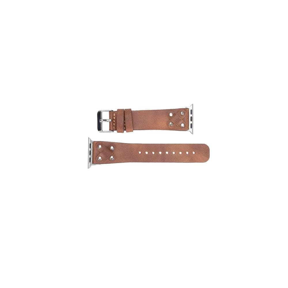 B2B - Leather Apple Watch Bands / Cross Style with Silver Trok Bomonti