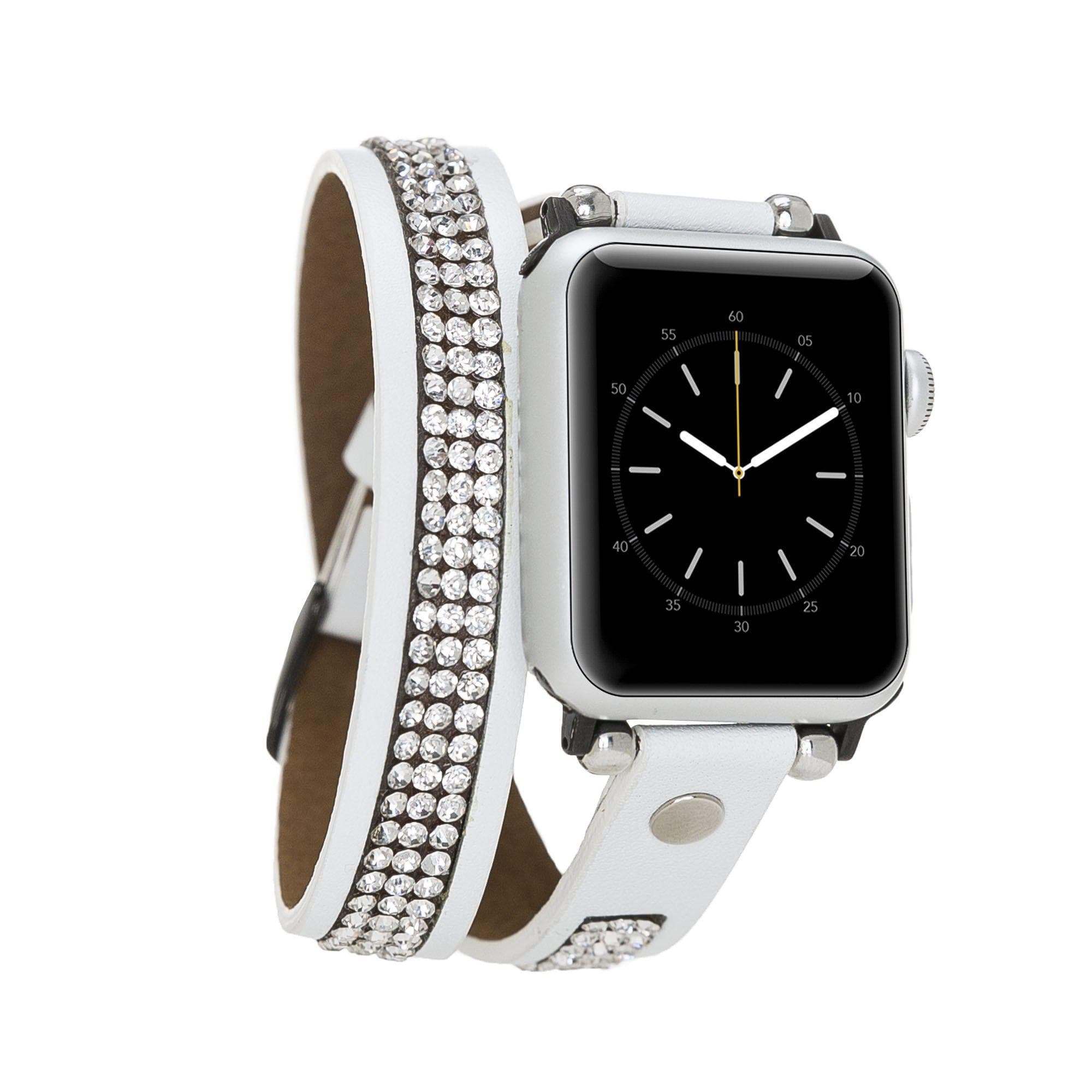 B2B - Leather Apple Watch Bands - Crystal Ferro Double Tour Style F3 Bomonti