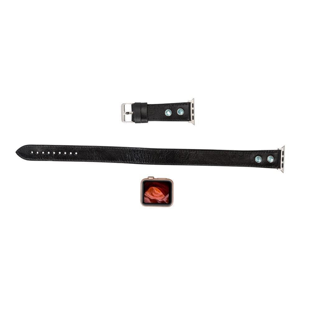 B2B - Leather Apple Watch Bands - DT Double Tour Solitare Diamond Style RST1 Bomonti