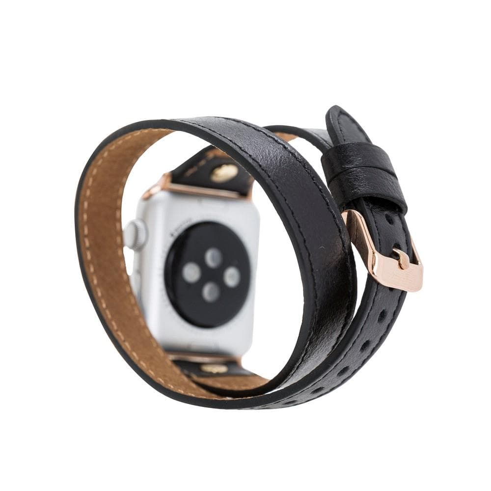 B2B - Leather Apple Watch Bands - DTS Double Tour Slim Hector Gold Trok Style Bomonti