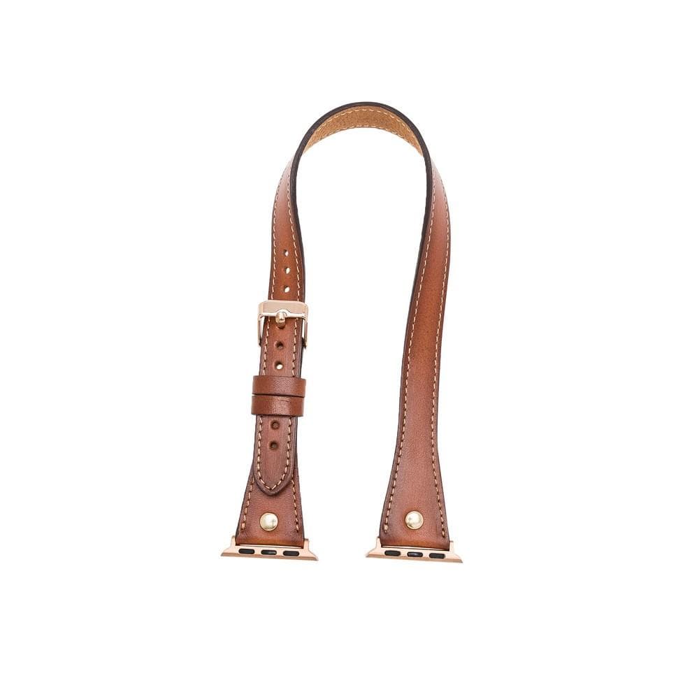 B2B - Leather Apple Watch Bands - DTS Double Tour Slim Hector Gold Trok Style Bomonti