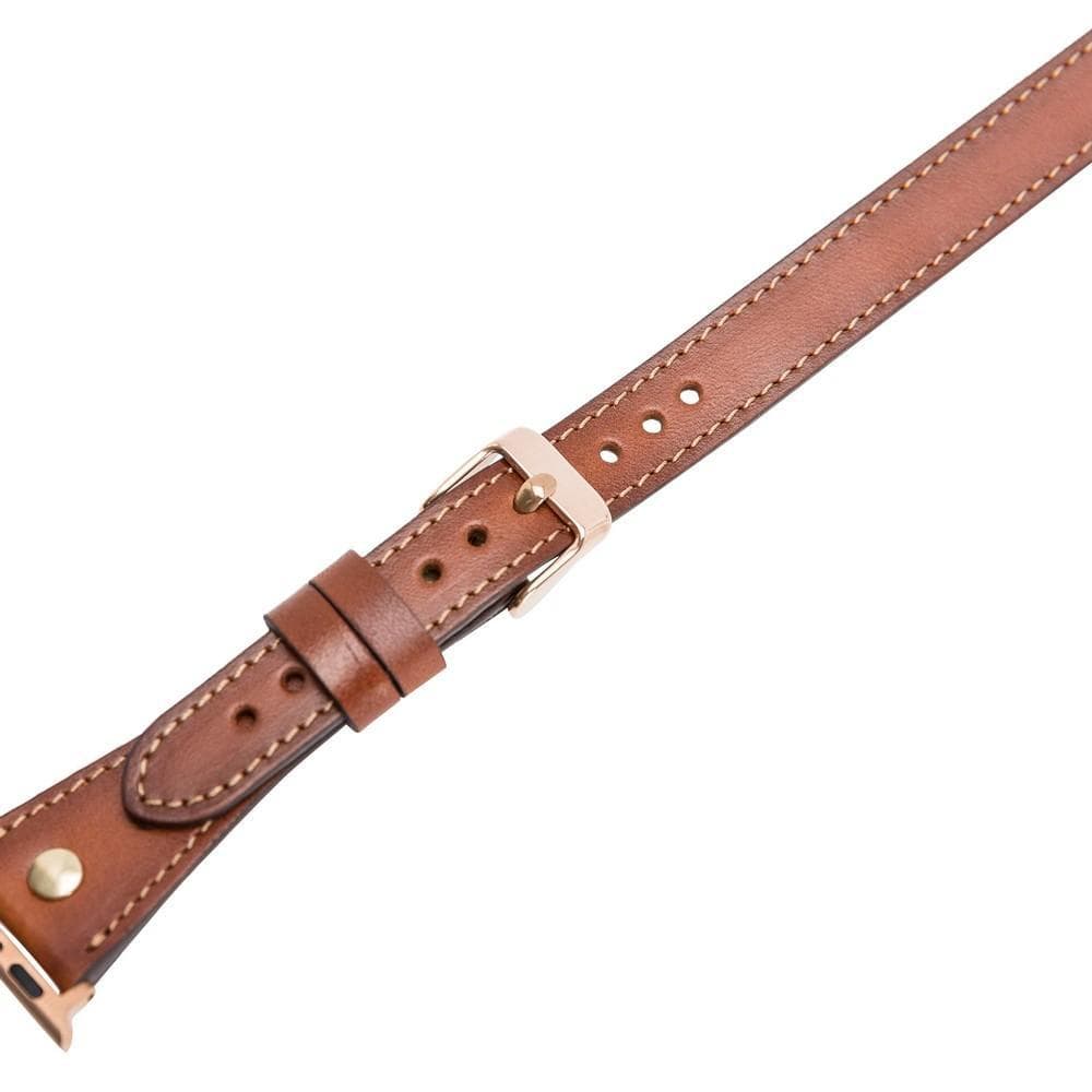 B2B - Leather Apple Watch Bands - DTS Double Tour Slim Hector Gold Trok Style Bomonti