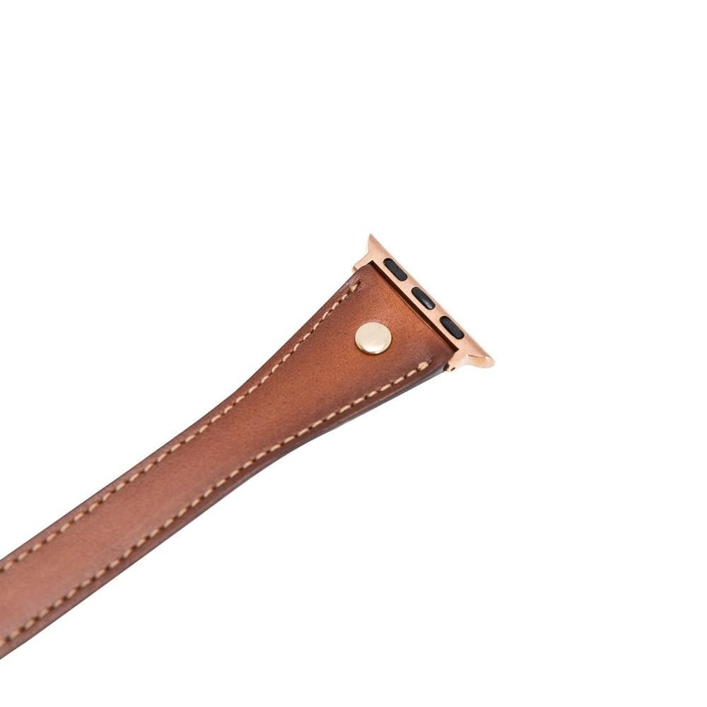 B2B - Leather Apple Watch Bands - DTS Double Tour Slim Hector Gold Trok Style Bomonti