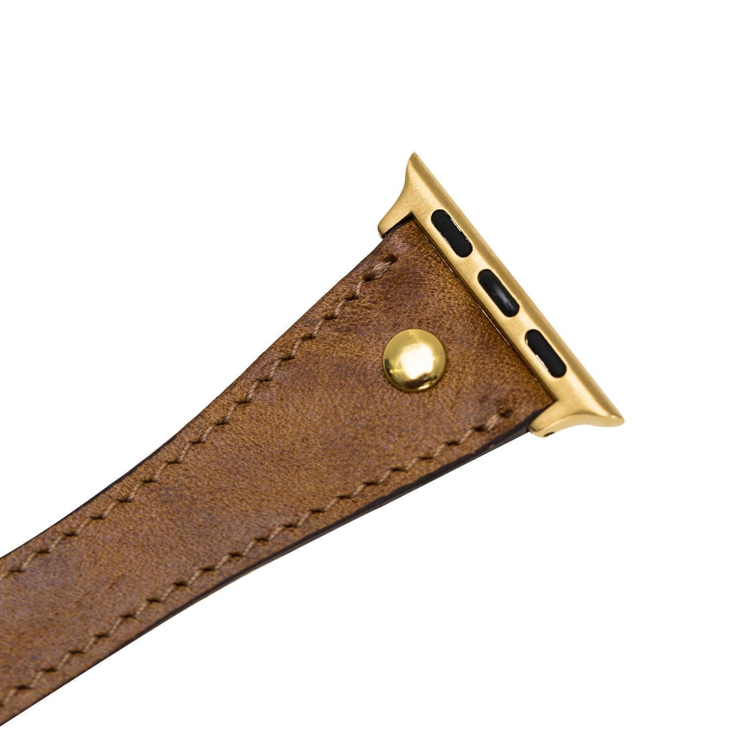 B2B - Leather Apple Watch Bands - DTS Double Tour Slim Hector Gold Trok Style Bomonti