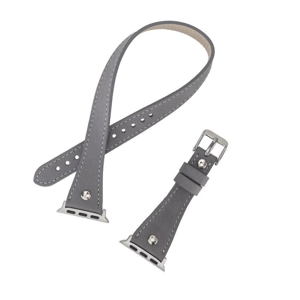 B2B - Leather Apple Watch Bands - DTS Double Tour Slim Hector Silver Trok Style Bomonti