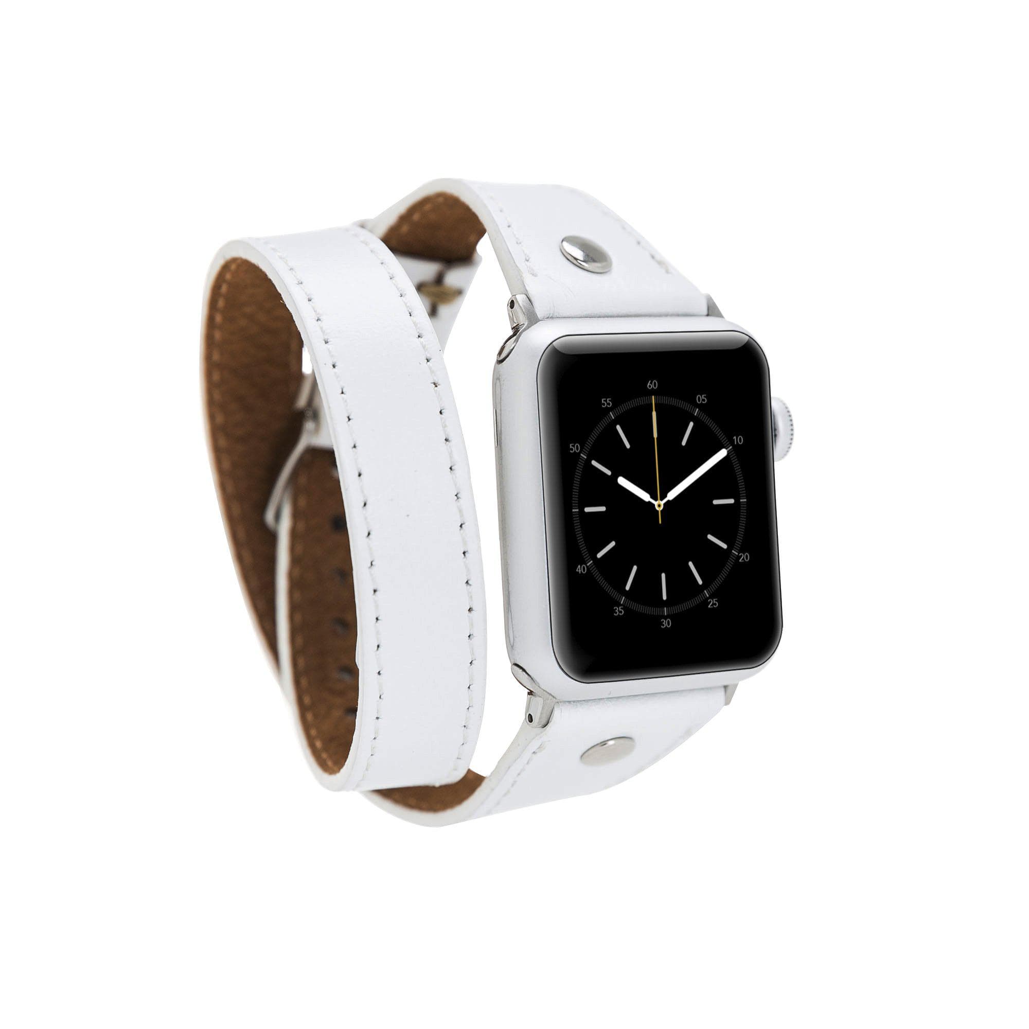 B2B - Leather Apple Watch Bands - DTS Double Tour Slim Hector Silver Trok Style F3 Bomonti