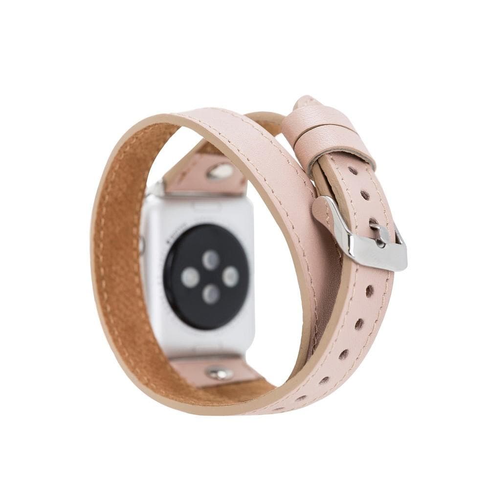 B2B - Leather Apple Watch Bands - DTS Double Tour Slim Hector Silver Trok Style Bomonti