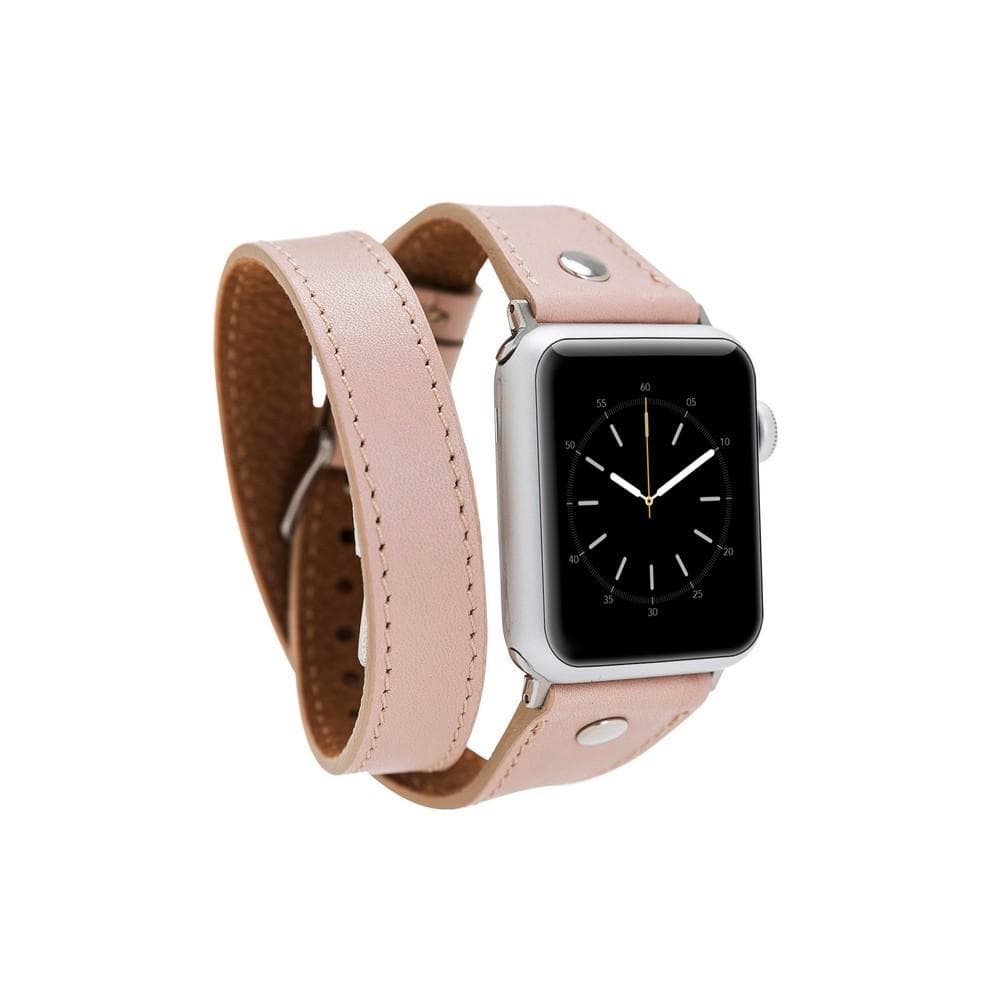B2B - Leather Apple Watch Bands - DTS Double Tour Slim Hector Silver Trok Style NU1 Bomonti