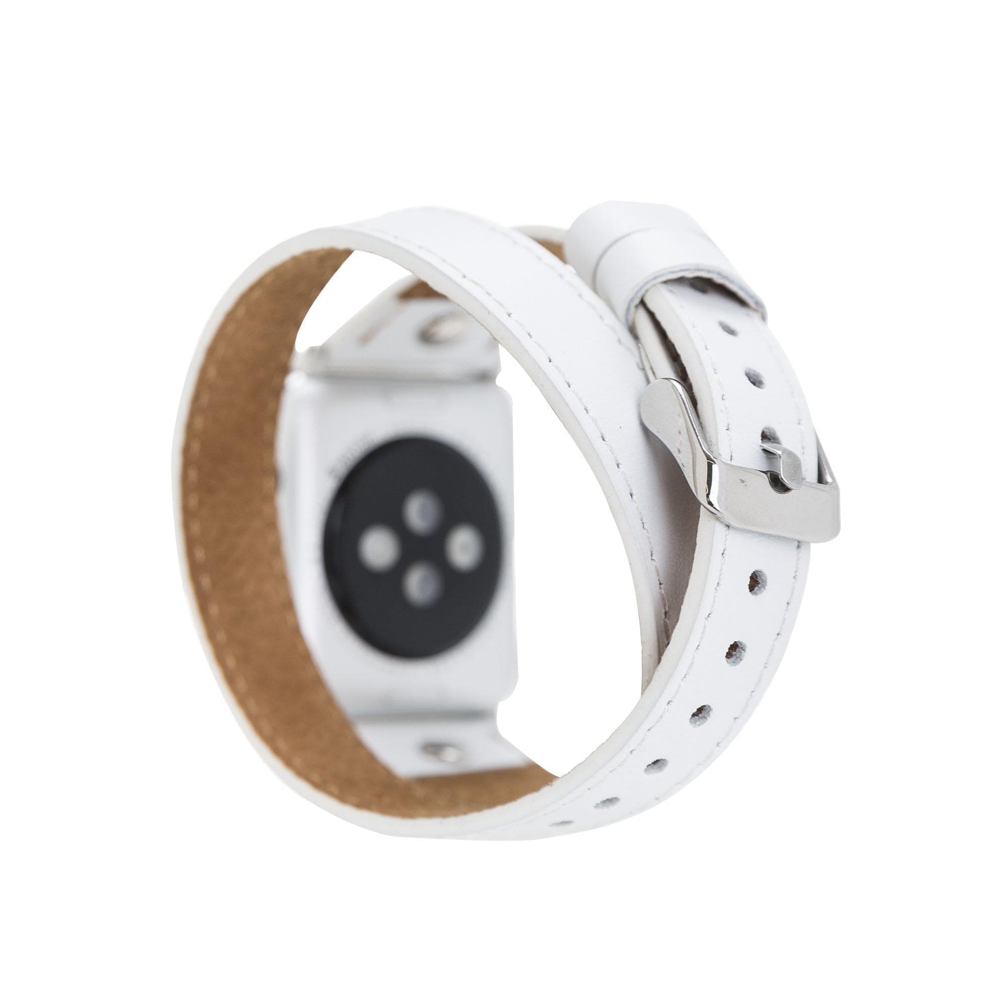 B2B - Leather Apple Watch Bands - DTS Double Tour Slim Hector Silver Trok Style Bomonti