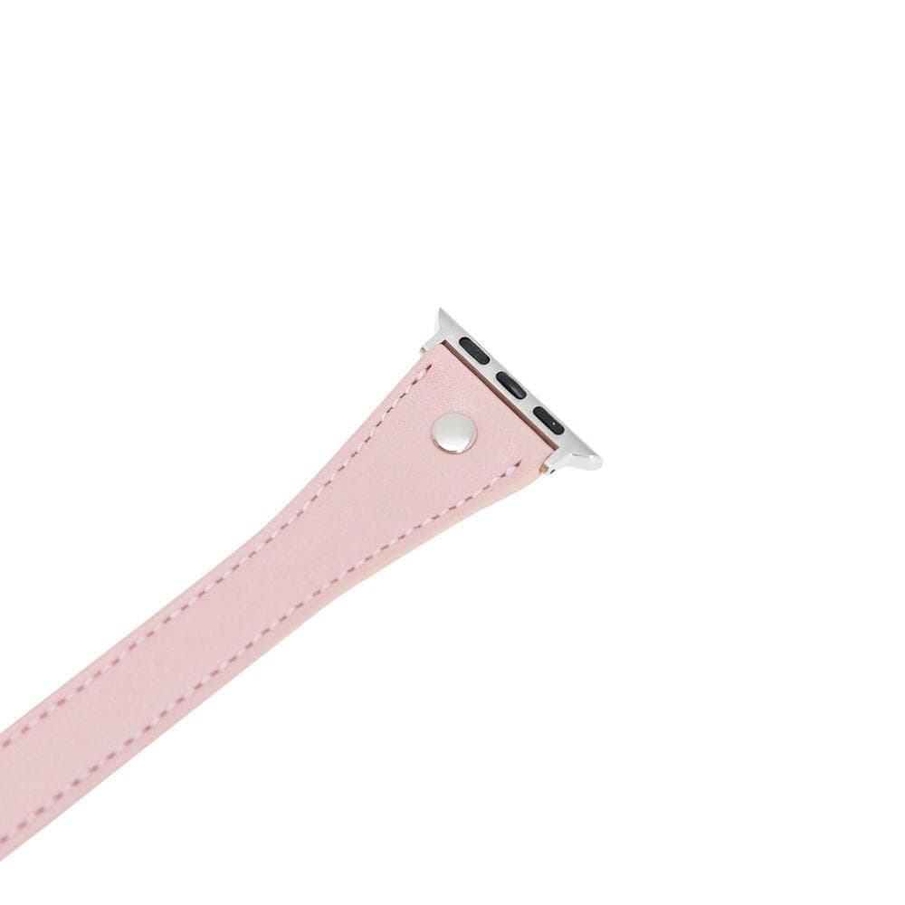 B2B - Leather Apple Watch Bands - DTS Double Tour Slim Hector Silver Trok Style Bomonti