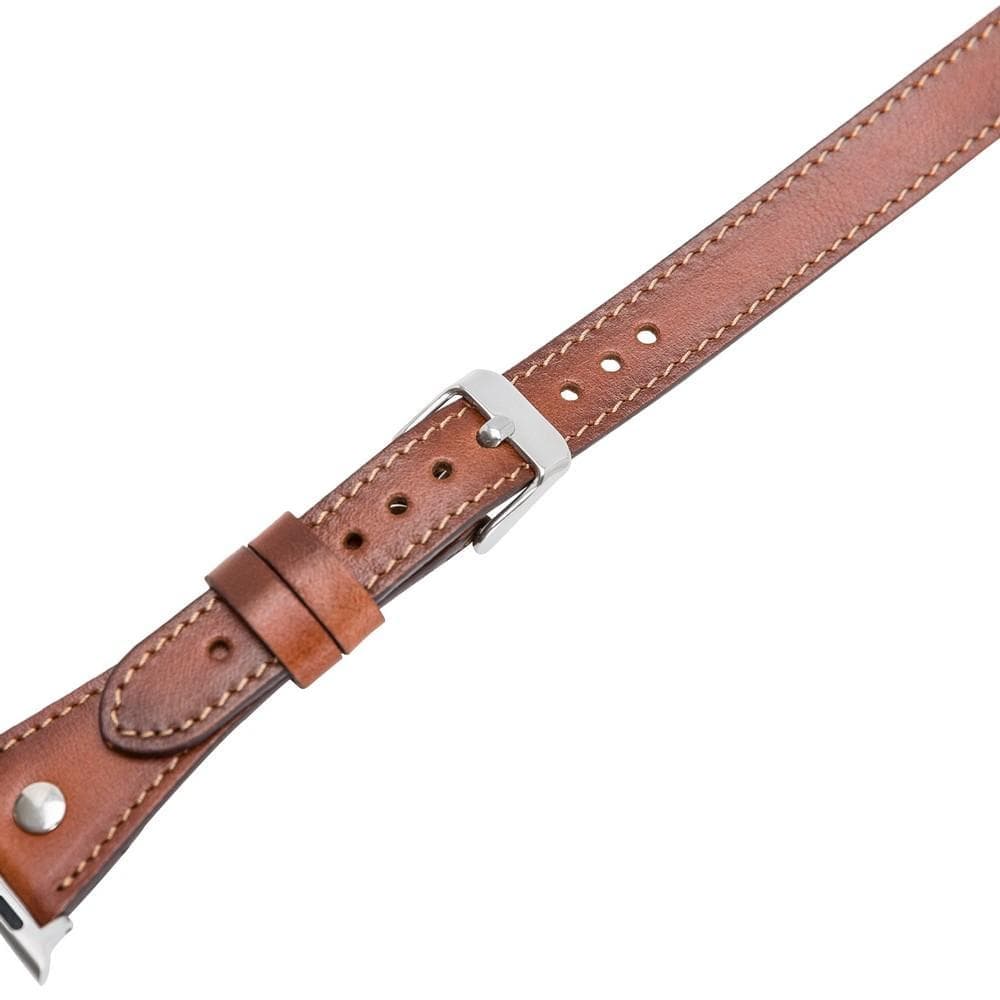 B2B - Leather Apple Watch Bands - DTS Double Tour Slim Hector Silver Trok Style Bomonti