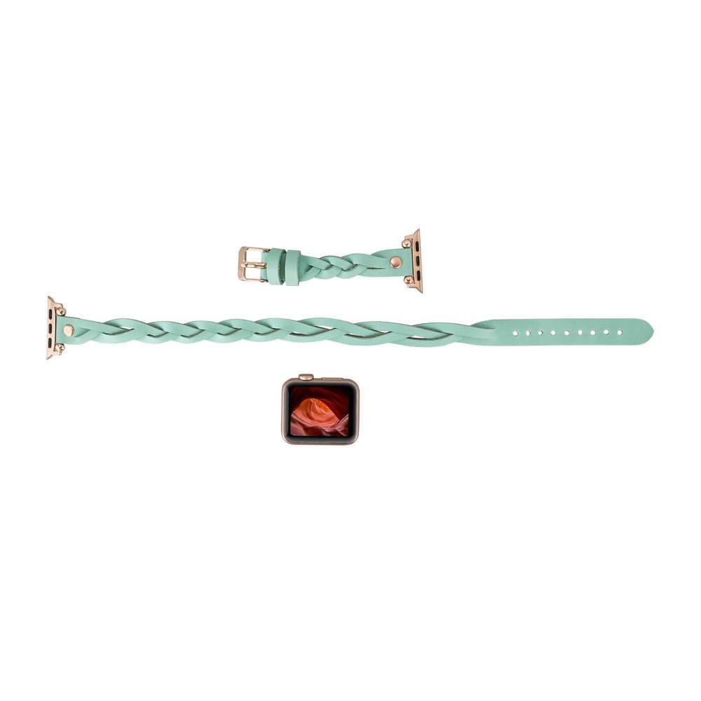 B2B - Leather Apple Watch Bands - Ferro Braided DT Peggy Rose Gold Trok Style Bomonti