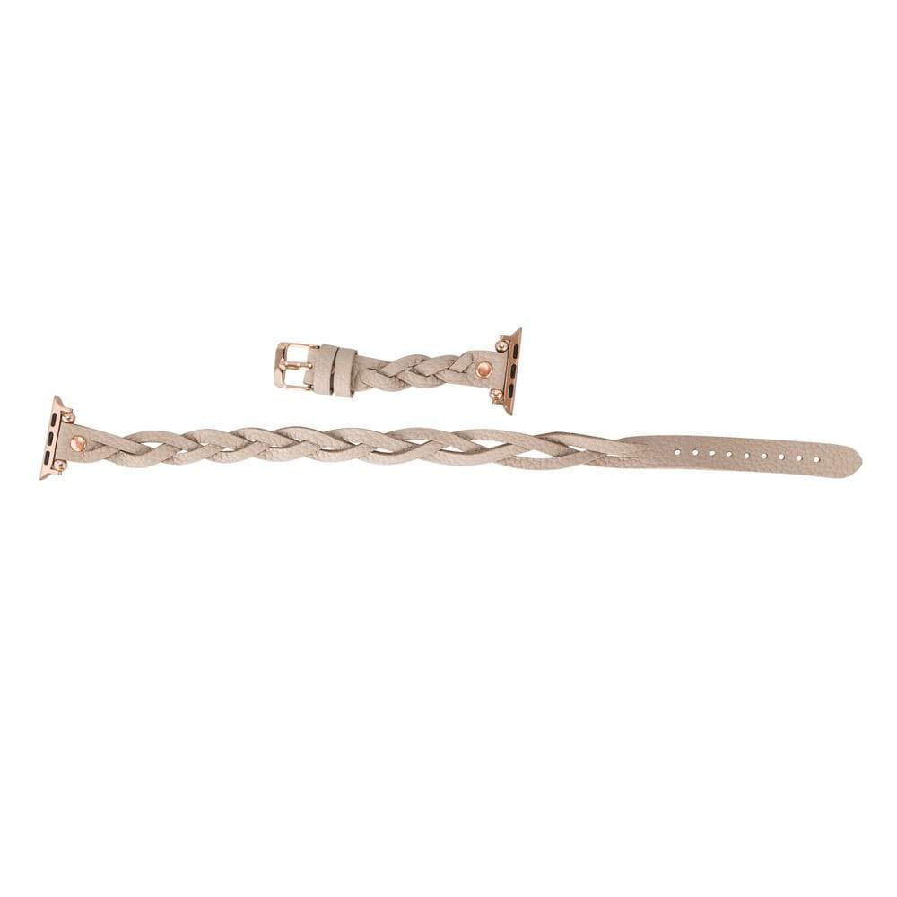 B2B - Leather Apple Watch Bands - Ferro Braided DT Peggy Rose Gold Trok Style Bomonti