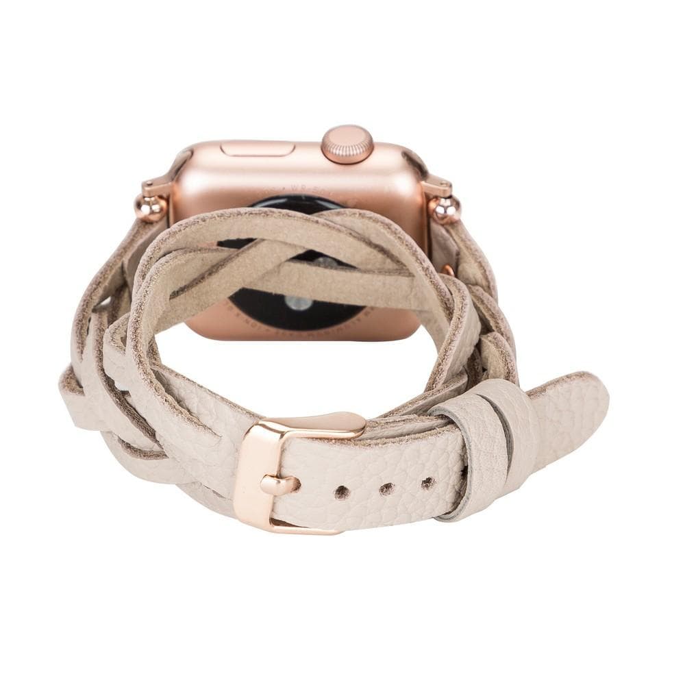 B2B - Leather Apple Watch Bands - Ferro Braided DT Peggy Rose Gold Trok Style Bomonti