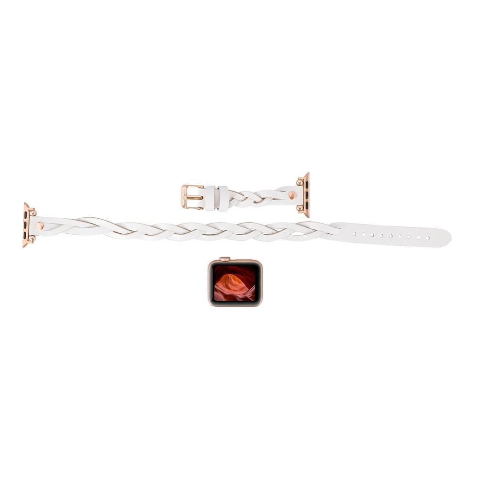 B2B - Leather Apple Watch Bands - Ferro Braided DT Peggy Rose Gold Trok Style Bomonti