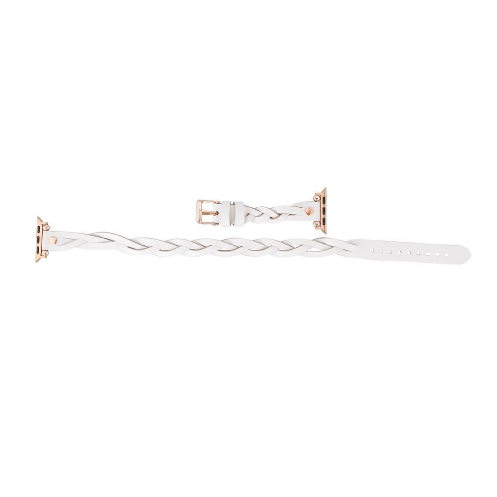 B2B - Leather Apple Watch Bands - Ferro Braided DT Peggy Rose Gold Trok Style Bomonti