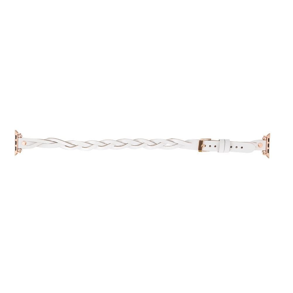B2B - Leather Apple Watch Bands - Ferro Braided DT Peggy Rose Gold Trok Style Bomonti