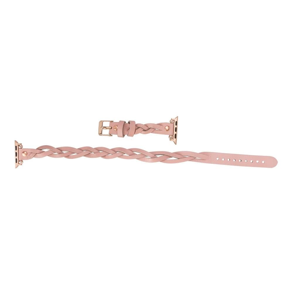 B2B - Leather Apple Watch Bands - Ferro Braided DT Peggy Rose Gold Trok Style Bomonti