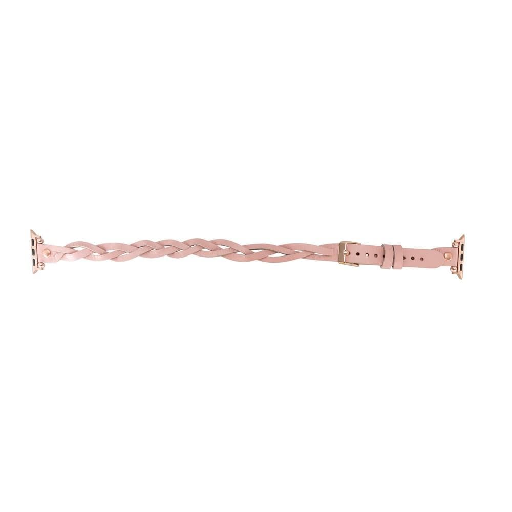 B2B - Leather Apple Watch Bands - Ferro Braided DT Peggy Rose Gold Trok Style Bomonti