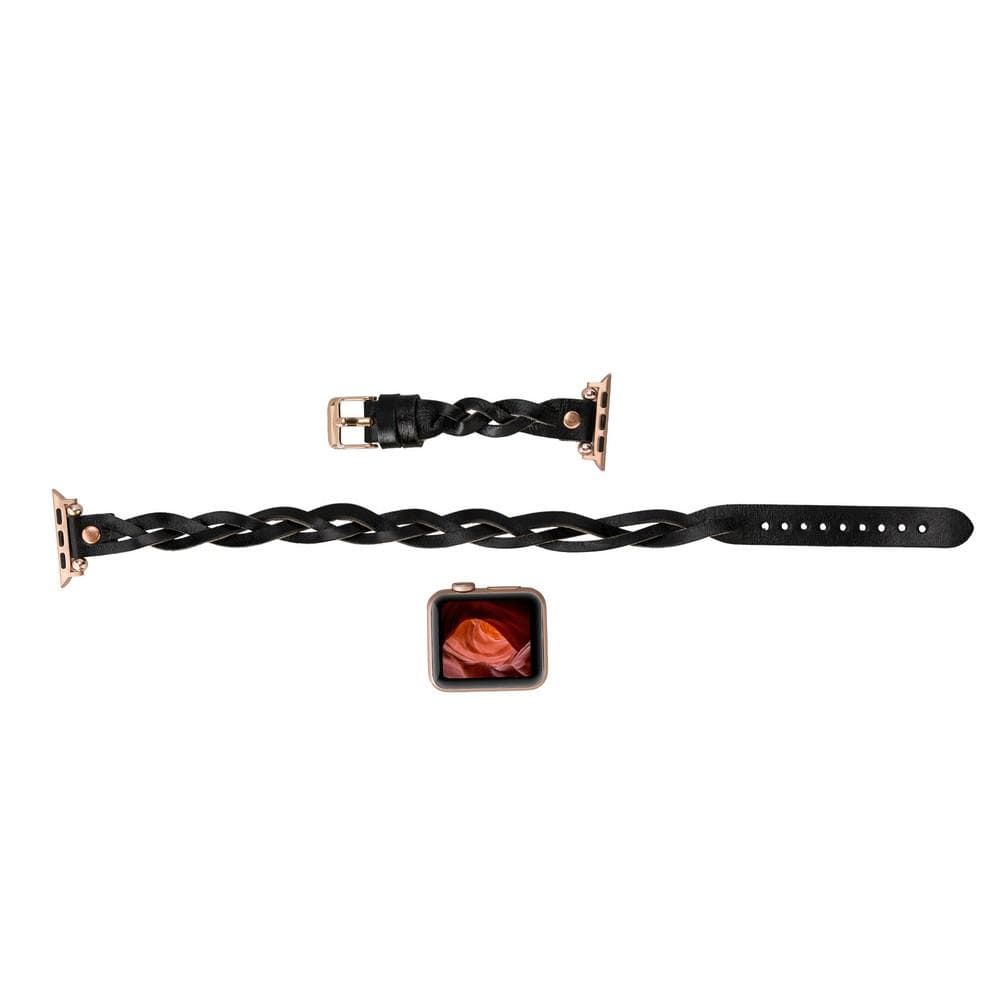 B2B - Leather Apple Watch Bands - Ferro Braided DT Peggy Rose Gold Trok Style Bomonti