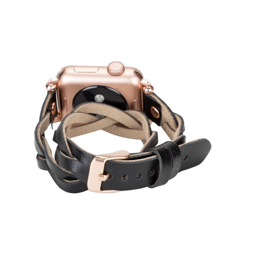 B2B - Leather Apple Watch Bands - Ferro Braided DT Peggy Rose Gold Trok Style Bomonti