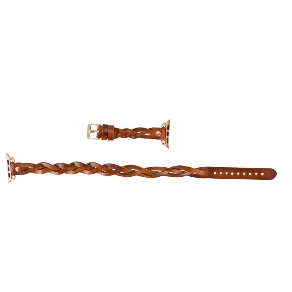 B2B - Leather Apple Watch Bands - Ferro Braided DT Peggy Rose Gold Trok Style Bomonti