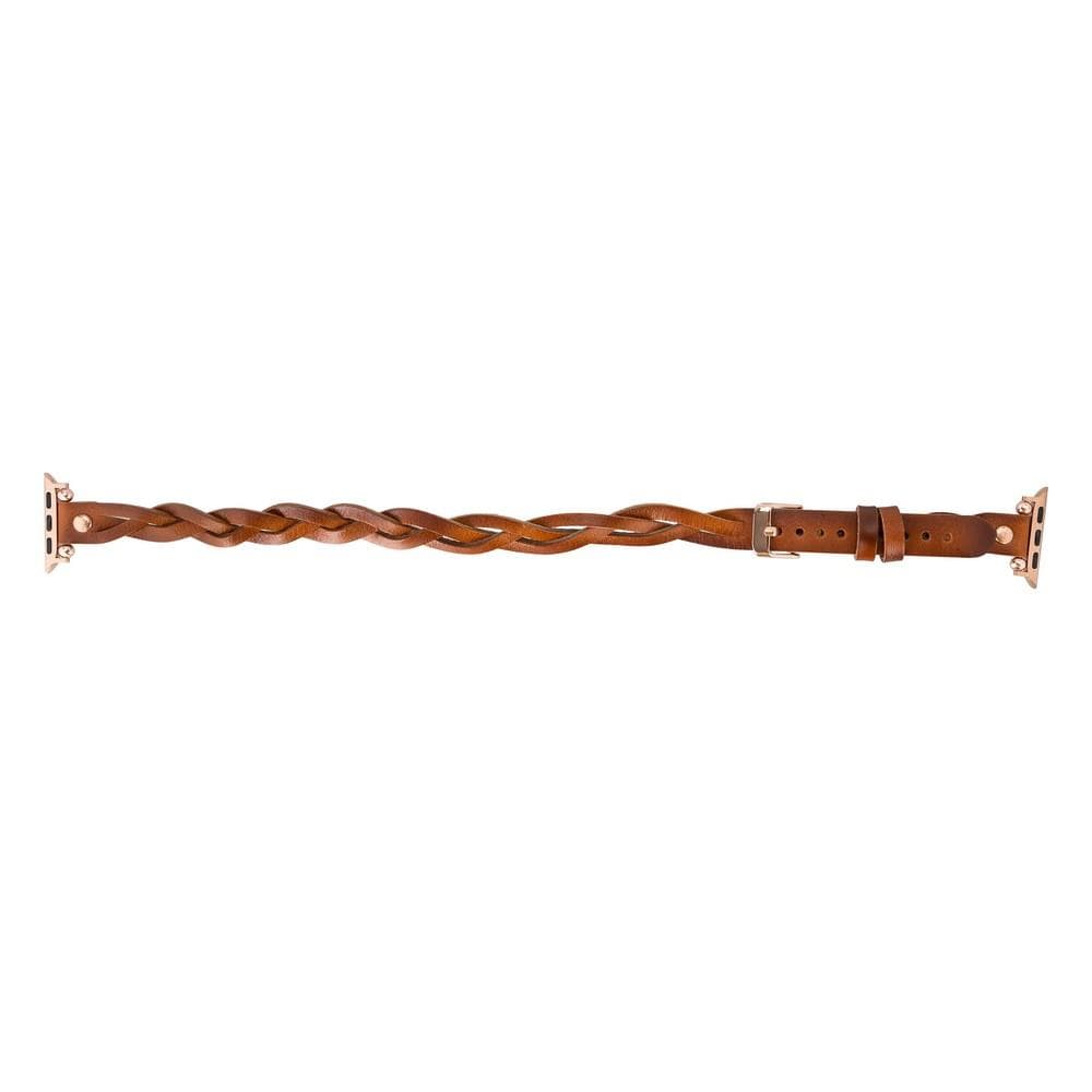 B2B - Leather Apple Watch Bands - Ferro Braided DT Peggy Rose Gold Trok Style Bomonti