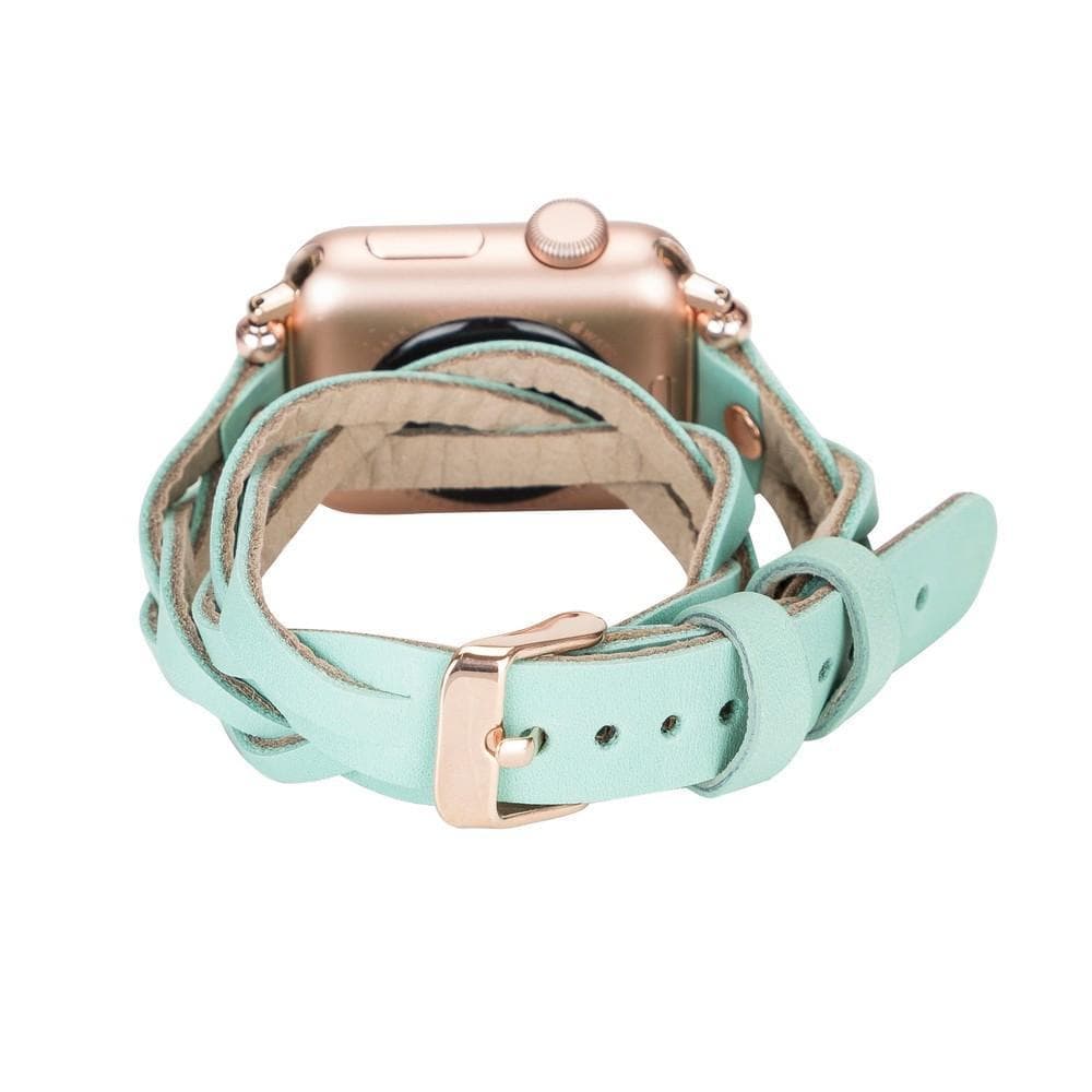 B2B - Leather Apple Watch Bands - Ferro Braided DT Peggy Rose Gold Trok Style Bomonti