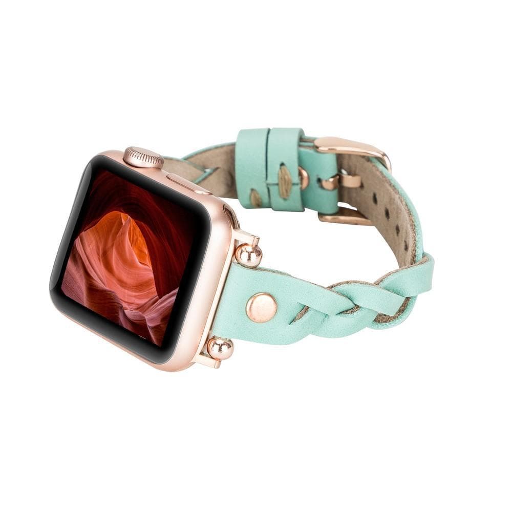 B2B - Leather Apple Watch Bands - Ferro Braided Wanda Rose Gold Trok Style Bomonti