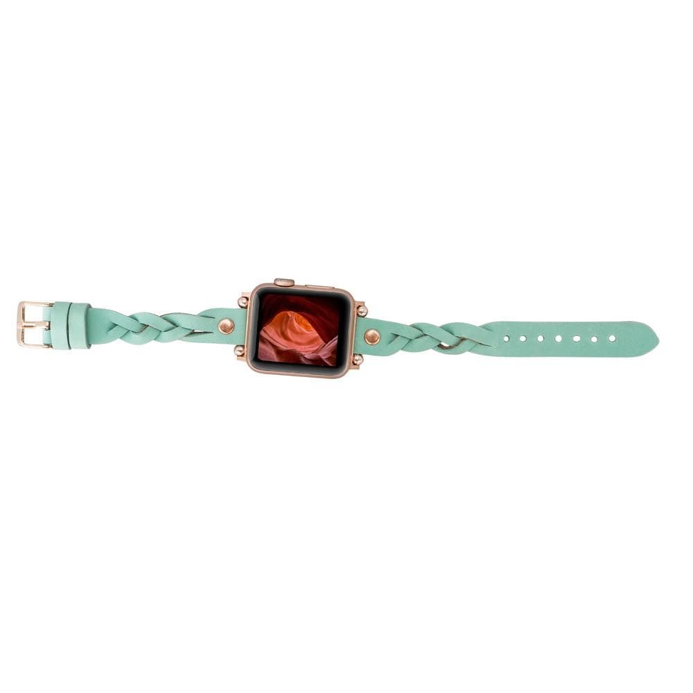 B2B - Leather Apple Watch Bands - Ferro Braided Wanda Rose Gold Trok Style Bomonti