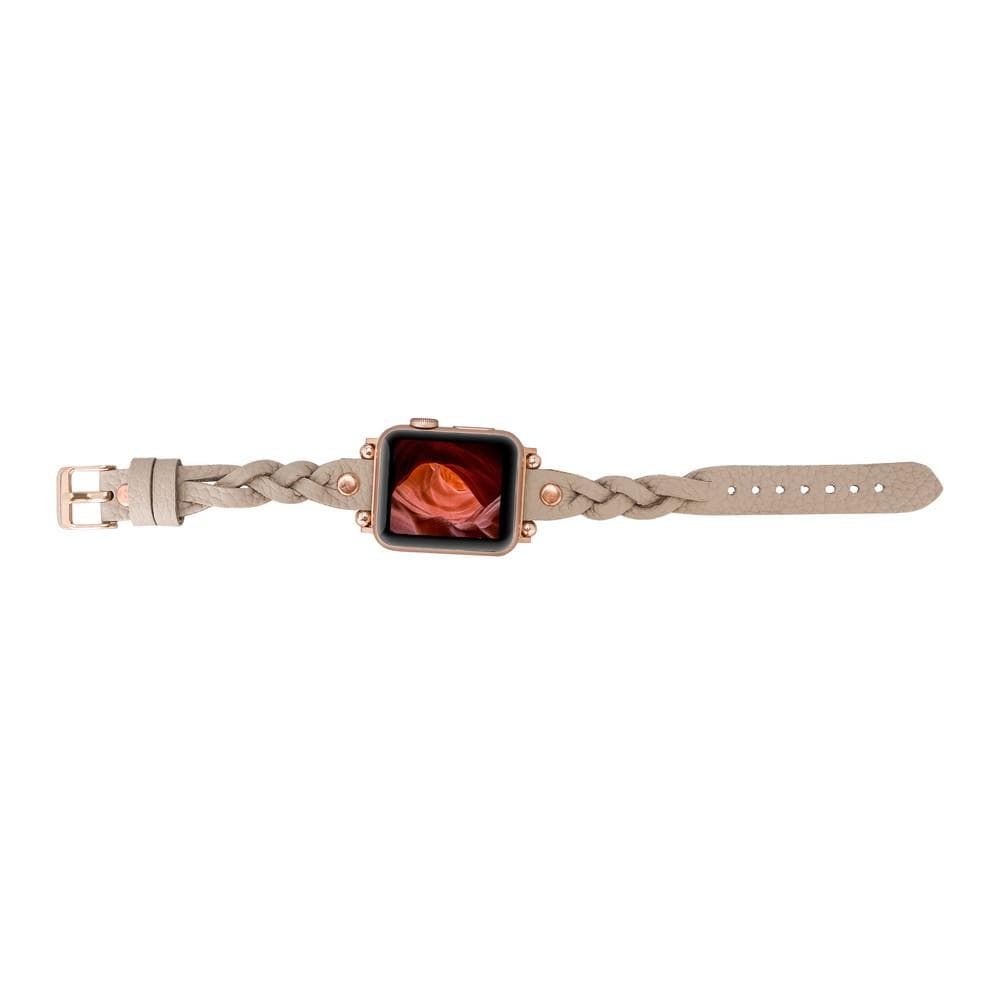 B2B - Leather Apple Watch Bands - Ferro Braided Wanda Rose Gold Trok Style Bomonti