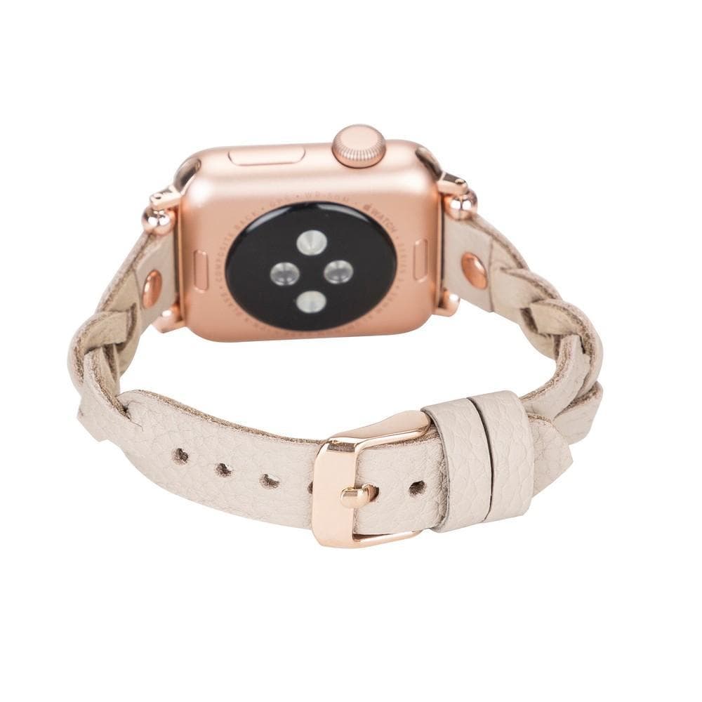 B2B - Leather Apple Watch Bands - Ferro Braided Wanda Rose Gold Trok Style Bomonti