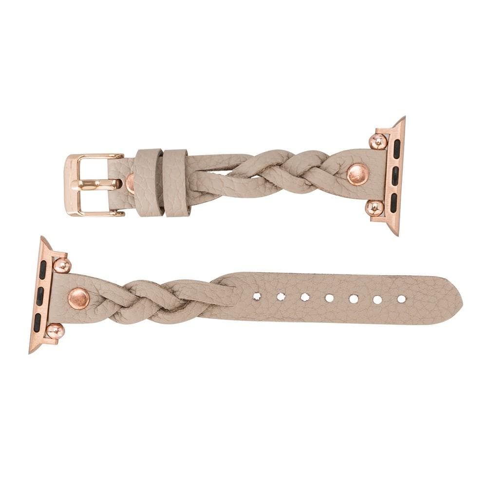 B2B - Leather Apple Watch Bands - Ferro Braided Wanda Rose Gold Trok Style Bomonti