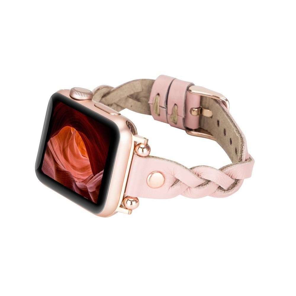 B2B - Leather Apple Watch Bands - Ferro Braided Wanda Rose Gold Trok Style Bomonti