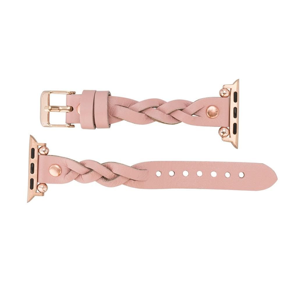B2B - Leather Apple Watch Bands - Ferro Braided Wanda Rose Gold Trok Style Bomonti