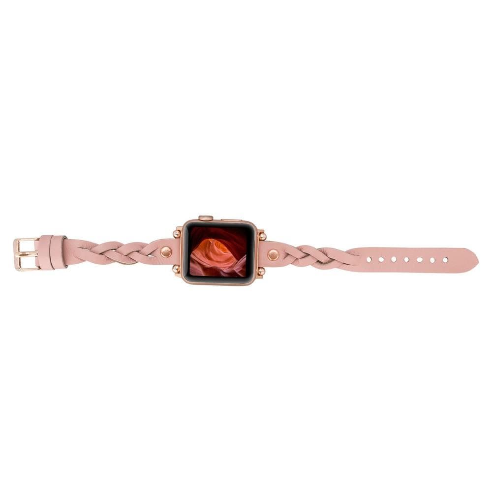 B2B - Leather Apple Watch Bands - Ferro Braided Wanda Rose Gold Trok Style Bomonti