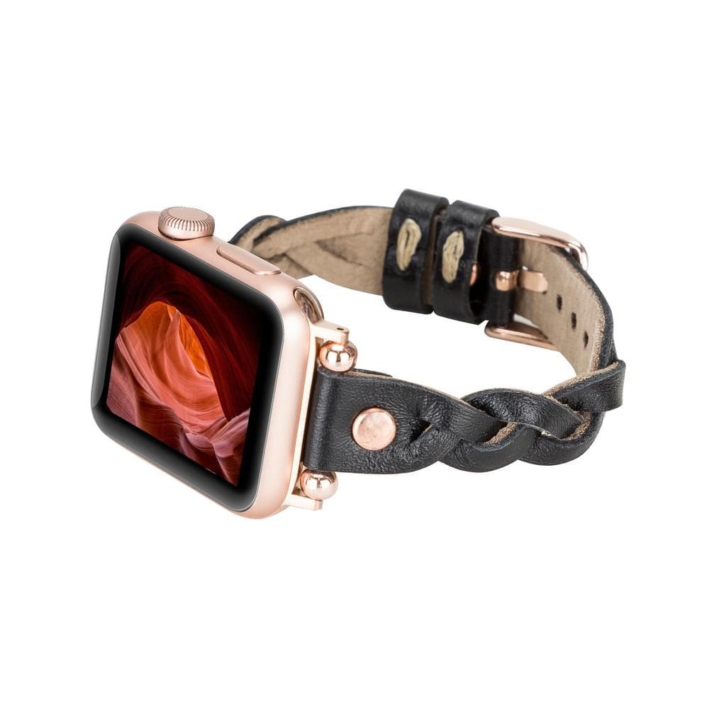 B2B - Leather Apple Watch Bands - Ferro Braided Wanda Rose Gold Trok Style Bomonti