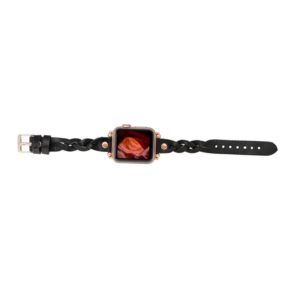 B2B - Leather Apple Watch Bands - Ferro Braided Wanda Rose Gold Trok Style Bomonti