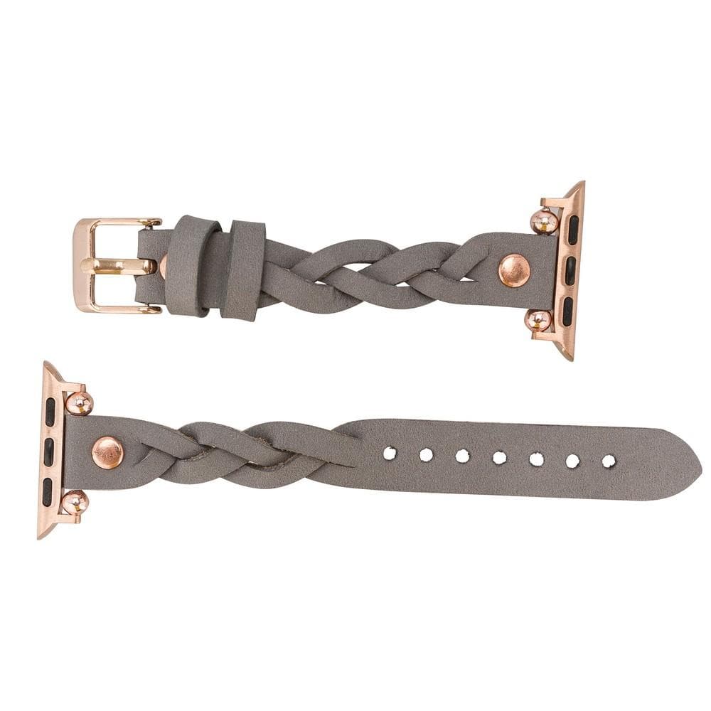B2B - Leather Apple Watch Bands - Ferro Braided Wanda Rose Gold Trok Style Bomonti