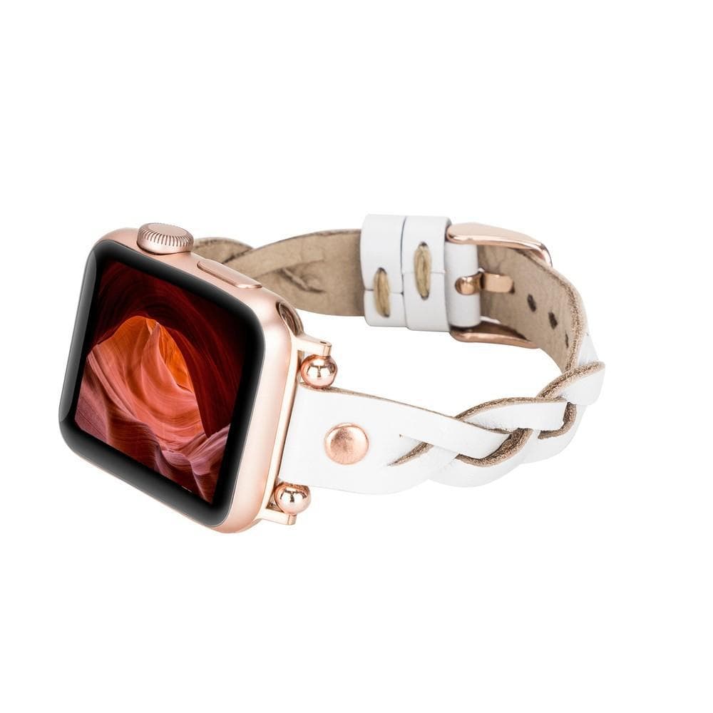 B2B - Leather Apple Watch Bands - Ferro Braided Wanda Rose Gold Trok Style Bomonti