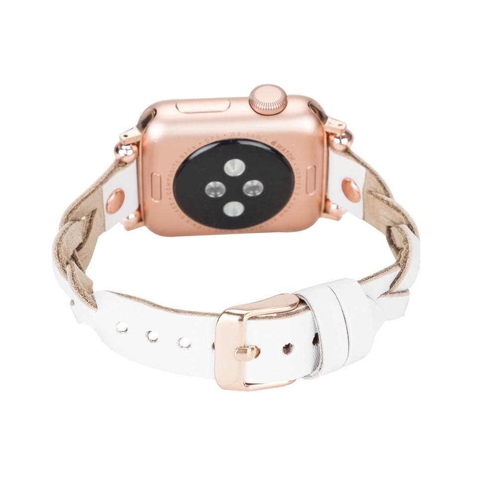 B2B - Leather Apple Watch Bands - Ferro Braided Wanda Rose Gold Trok Style Bomonti