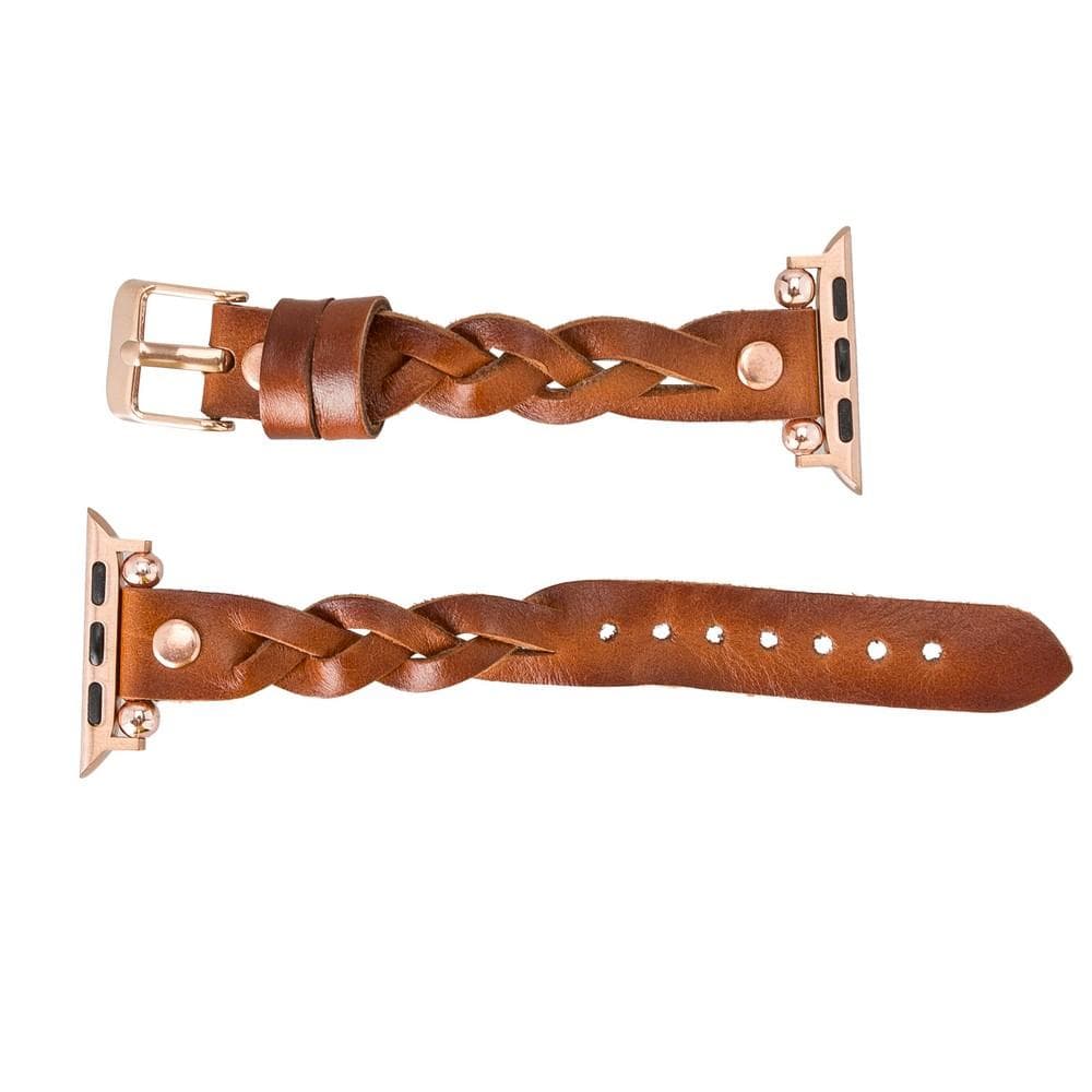 B2B - Leather Apple Watch Bands - Ferro Braided Wanda Rose Gold Trok Style Bomonti