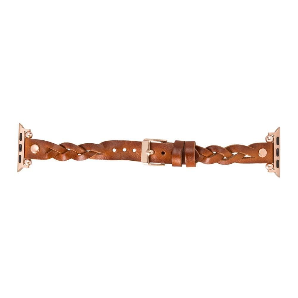 B2B - Leather Apple Watch Bands - Ferro Braided Wanda Rose Gold Trok Style Bomonti