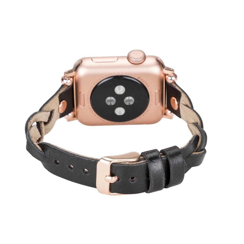 B2B - Leather Apple Watch Bands - Ferro Braided Wanda Rose Gold Trok Style Bomonti